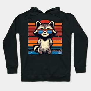 Cool Retro Raccoon in Sunglasses 70s 80s 90s Funny Raccoon Hoodie